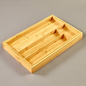 the lakeside collection expandable bamboo cutlery drawer organizer with 4 or 6 slots when open