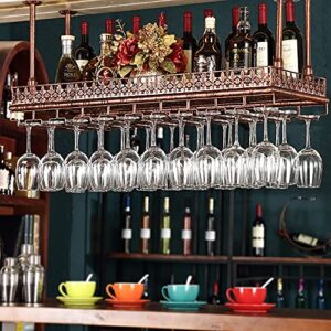 tfcfl vintage copper wine glass rack, stemware wine glass holder glasses storage hanger hanger rack metal organizer tableware bottle floating shelf for bar kitchen, capacity: 40 goblets