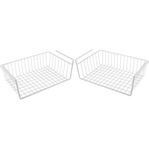 modern home cabinet wire hanging basket shelves – space saving under shelf storage organizer (set of 2 15″)