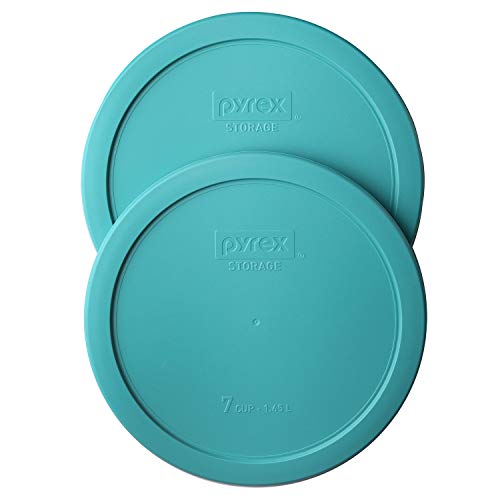 Pyrex Bundle - 2 Items: 7402-PC 7-Cup Turquoise Plastic Storage Lids