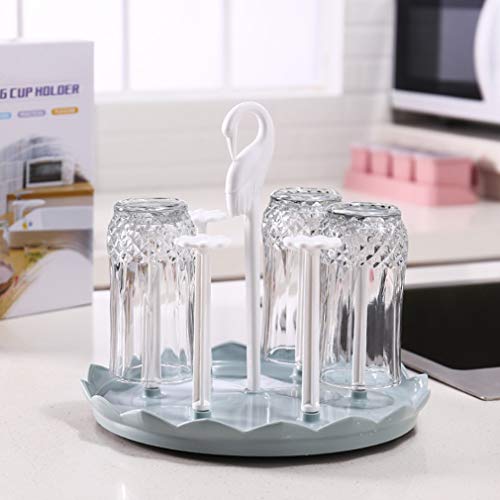 Kitchen Drain Cup Holder Water Bottle Drying Drainer Rack - Swan Head Plastic Drainer Stand Mug/Bottle for Kitchen/Dining/Living Room-Assembled Cup Rack (Blue)