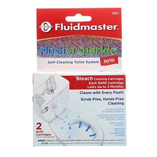 Fluidmaster 8302P8 Flush 'n Sparkle Automatic Toilet Bowl Cleaning System Bleach Replacement Cartridge Refills, 2-Pack