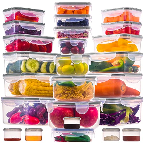 50 Pcs Large Food Storage Containers with Lids Airtight-85 oz to Sauces Box-Total 526Oz Stackable Kitchen Bowls Set Meal Prep Containers-BPA Free Leak proof Plastic Lunch Boxes- Freezer Microwave safe