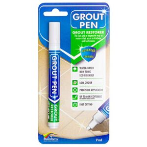 grout pen white tile paint marker: waterproof grout paint, tile grout colorant and sealer pens – white, narrow 5mm tip (7ml)