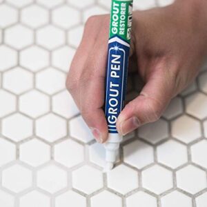 Grout Pen White Tile Paint Marker: Waterproof Grout Paint, Tile Grout Colorant and Sealer Pens - White, Narrow 5mm Tip (7mL)