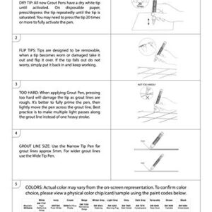 Grout Pen White Tile Paint Marker: Waterproof Grout Paint, Tile Grout Colorant and Sealer Pens - White, Narrow 5mm Tip (7mL)