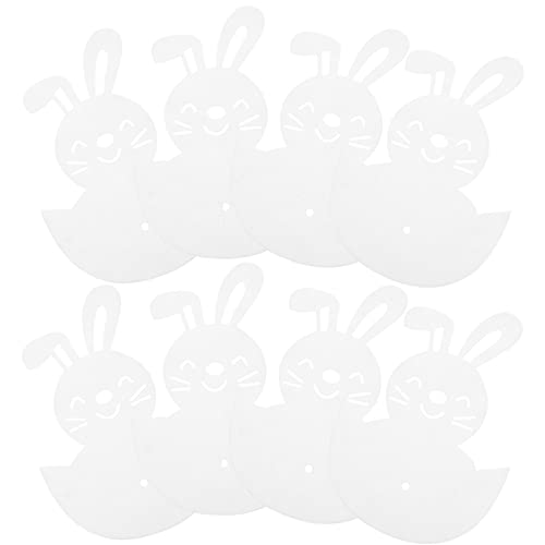 Didiseaon 8Pcs Rabbit Cutlery Bags Holders Easter Bunny Tableware Bags Rabbit Silverware Holders Bags Easter Dinner Table Decorations (White)