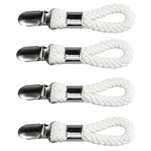 gwyan 4 pcs tea towel clips cotton rope clip hanging towel hook holder with cotton loop for kitchen bathroom