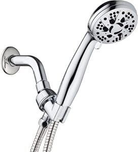 aquadance high pressure 6-setting 3.5″ chrome face handheld shower with hose for the ultimate shower experience! officially independently tested to meet strict us quality & performance standards!
