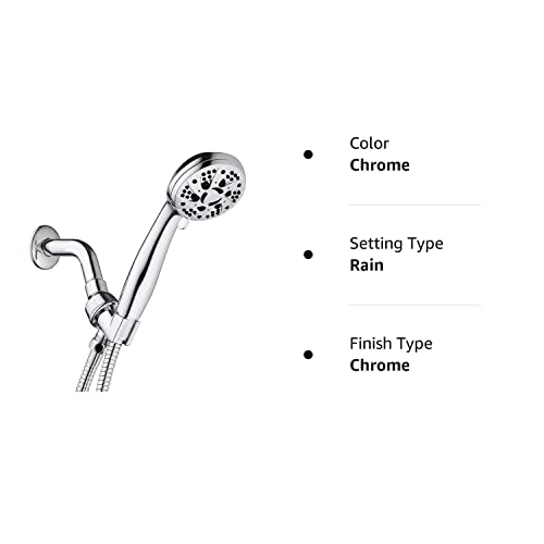 AquaDance High Pressure 6-Setting 3.5" Chrome Face Handheld Shower with Hose for the Ultimate Shower Experience! Officially Independently Tested to Meet Strict US Quality & Performance Standards!