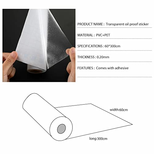 Transparent Adhesive Film Kitchen Oil Proof Sticker Protective Film Wall Protector Contact Paper Shelf Drawer Liner Film 23.62Inx118In