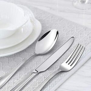 30-Piece Silverware Set, HaWare Stainless Steel Flatware Service for 6, Pearled Edge Tableware Cutlery Include Knife/Fork/Spoon, Beading Eating Utensil for Home, Mirror Polished, Dishwasher Safe