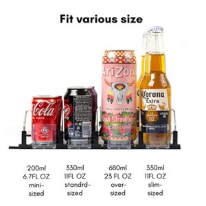 Drink Organizer for Fridge, Baraiser Self-Pushing Soda Can Organizer for Refrigerator, Pantry and More, Black 8 Rows