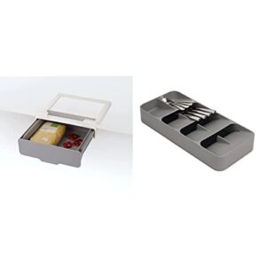 joseph joseph, drawer under shelf cupboard store & drawerstore compact cutlery organizer kitchen drawer tray, large, gray