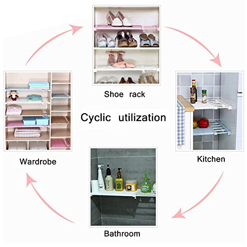 Scalable Layered Separator Adjustable Storage Rack Shelf for Wardrobe Refrigerator Cupboard Kitchen Bathroom Random Colour