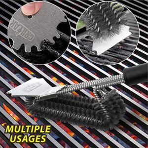 GRILLART Grill Brush and Scraper,18 Inch BBQ Grill Cleaning Brush Kit, Safe Wire Scrubber, Universal Fit BBQ Cleaner Accessories for All Grates