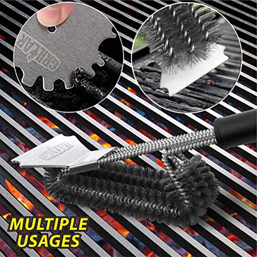 GRILLART Grill Brush and Scraper,18 Inch BBQ Grill Cleaning Brush Kit, Safe Wire Scrubber, Universal Fit BBQ Cleaner Accessories for All Grates