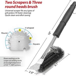 GRILLART Grill Brush and Scraper,18 Inch BBQ Grill Cleaning Brush Kit, Safe Wire Scrubber, Universal Fit BBQ Cleaner Accessories for All Grates