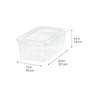 IRIS USA 5.9 Qt. Plastic Storage Container Bin with Latching Lid, Stackable Nestable Shoe Box Tote Shoebox Closet Organization School Art Supplies - Clear, 20 Pack