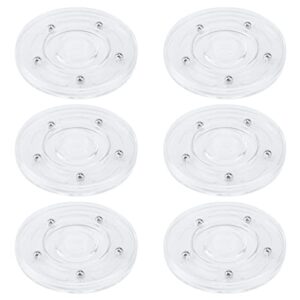 semetall 6pcs 4″ acrylic lazy susan rotating swivel plate round turntable organizer for makeup table kitchen cabinet spice rack cake,clear
