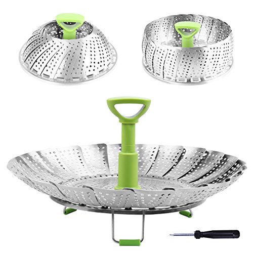 Steamer Basket Stainless Steel Vegetable Steamer Basket Folding Steamer Insert for Veggie Fish Seafood Cooking, Expandable to Fit Various Size Pot (5.1" to 9")