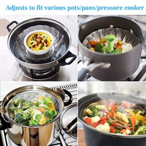 Steamer Basket Stainless Steel Vegetable Steamer Basket Folding Steamer Insert for Veggie Fish Seafood Cooking, Expandable to Fit Various Size Pot (5.1" to 9")