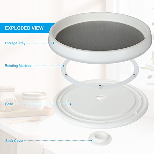 FVIEXE 3PCS Non-Skid Cabinet Lazy Susan Turntable 10 Inch, 360 Degree Rotating Kitchen Spice Rack Spinning Lazy Susan Turntable Organizer, Pantry Countertop Vanity Bathroom Display Stand White / Gray