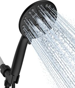 cobbe 8 functions shower head with handheld, high pressure shower head set with hose adjustable bracket rubber washers (matte black)