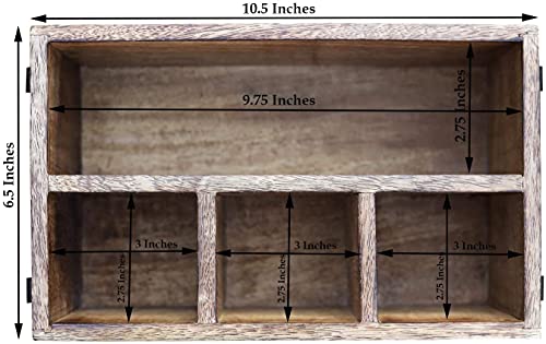 Mother's Day Gifts Wooden Kitchen Utensil Holder With 4 Compartments Wood Utensil Organiser for Cutlery, Napkins, Cups Caddy Organizer