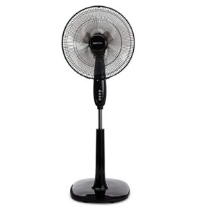 Amazon Basics Oscillating Dual Blade Standing Pedestal Fan with Remote - 16-Inch, Black