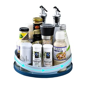 gbtcydm lazy susan turntable for cabinet, 9.6 in seasoning organizer for cabinet, transparent plastic antiskid rotary storage tray for pantry, refrigerator, corner cabinet, countertop, bathroom (blue)