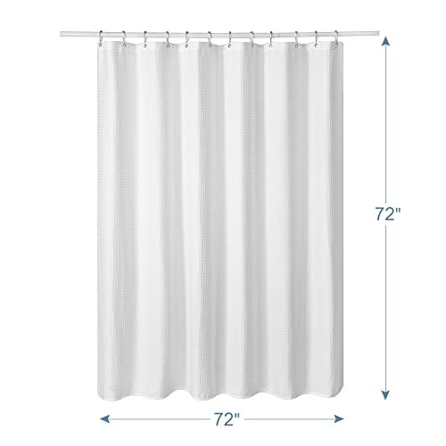 AmazerBath Waffle Shower Curtain, Heavy Duty Fabric Shower Curtains with Waffle Weave Hotel Quality Bathroom Shower Curtains, 72 x 72 Inches