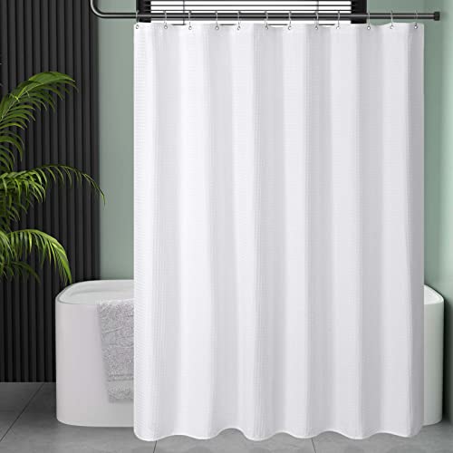 AmazerBath Waffle Shower Curtain, Heavy Duty Fabric Shower Curtains with Waffle Weave Hotel Quality Bathroom Shower Curtains, 72 x 72 Inches