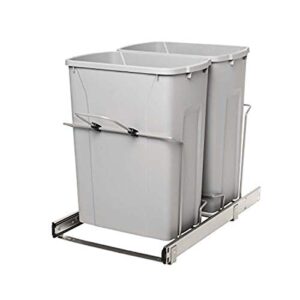 knape & vogt rs-psw15-2-35-r-p in-cabinet, 18.4 14.25 22-inch pull out trash can, platinum