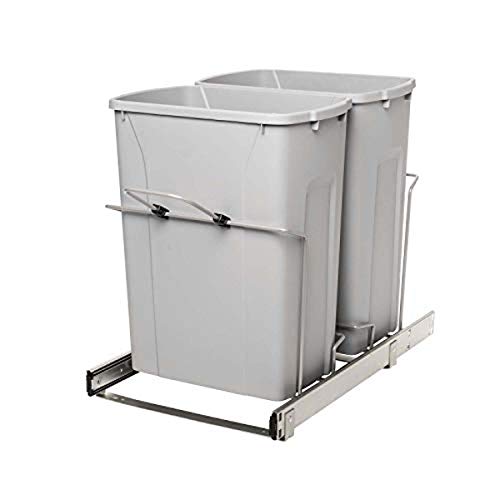 Knape & Vogt RS-PSW15-2-35-R-P in-Cabinet, 18.4 14.25 22-Inch Pull Out Trash Can, Platinum