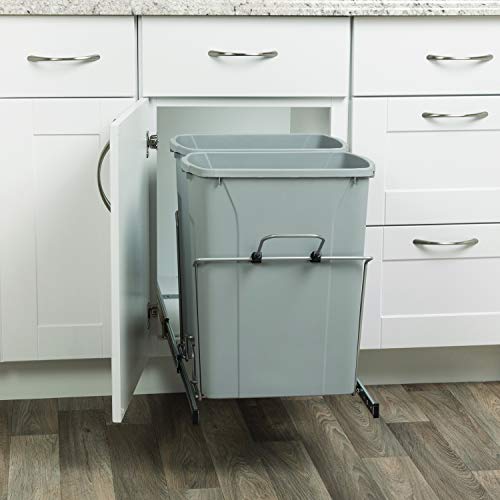 Knape & Vogt RS-PSW15-2-35-R-P in-Cabinet, 18.4 14.25 22-Inch Pull Out Trash Can, Platinum