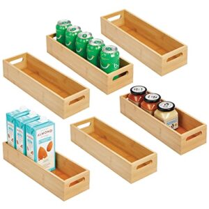 mdesign slim bamboo kitchen cabinet & fridge drawer organizer tray – storage bin for cutlery, serving spoons, cooking utensils, gadgets – 4.6 inches wide – 6 pack – natural wood finish