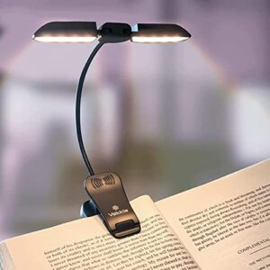 vekkia 14 led rechargeable book-light for reading at night in bed, warm/white reading light with clamp, 180° adjustable clip on light, lightweight eye care book light, perfect for book lovers