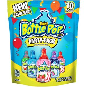 baby bottle pop valentine’s day bulk variety party pack – 10 count individually wrapped lollipops w/ powdered sugar dip in assorted fruity flavors – fun valentine’s hard candy gift for valentine’s day