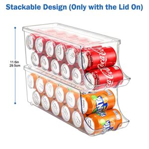 Puricon 2 Pack Soda Can Organizer Dispenser for Refrigerator Bundle with Tea Bag Organizer Storage Holder 360-Degrees Spinning Carousel