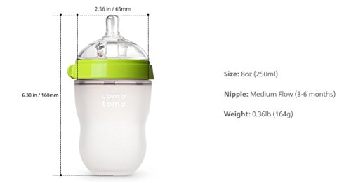 Comotomo Baby Bottle, Green, 5 Ounce (2 Count)