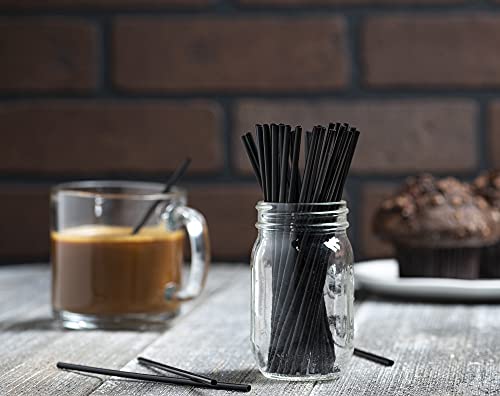 Plastic Coffee & Cocktail Stirrers, 2000 Plastic Coffee Straws, 5.5-Inch Coffee and Drink Stir Sticks, Cocktail Swizzle Sticks, Disposable Stir Sticks, Drinking Straws for Coffee & Cocktails (Black)