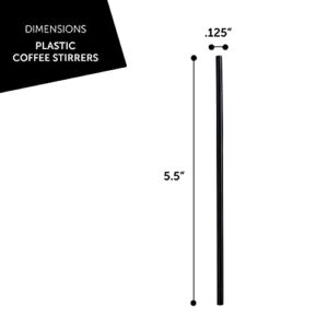 Plastic Coffee & Cocktail Stirrers, 2000 Plastic Coffee Straws, 5.5-Inch Coffee and Drink Stir Sticks, Cocktail Swizzle Sticks, Disposable Stir Sticks, Drinking Straws for Coffee & Cocktails (Black)