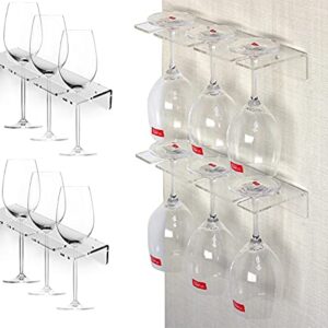 Wine Glass Holder Under Cabinet Goblet Wine Glass Holder Kitchen Cabinet Storage Rack Cup Hook Tableware Storage Rack Suitable for bar Kitchen (2 Set)