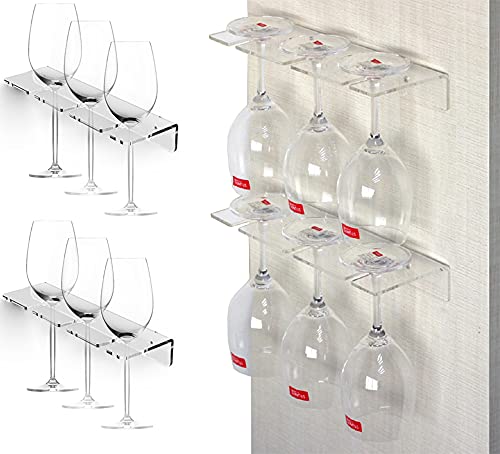 Wine Glass Holder Under Cabinet Goblet Wine Glass Holder Kitchen Cabinet Storage Rack Cup Hook Tableware Storage Rack Suitable for bar Kitchen (2 Set)