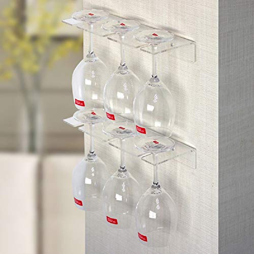 Wine Glass Holder Under Cabinet Goblet Wine Glass Holder Kitchen Cabinet Storage Rack Cup Hook Tableware Storage Rack Suitable for bar Kitchen (2 Set)