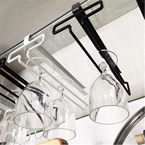 GVISAY Wine Glass Rack High-Footed Wine Glass Rack Upside-Down Free Punch Red Wine Glass Rack Kitchen Hanging Rack (Color : Black, Size : One Size)