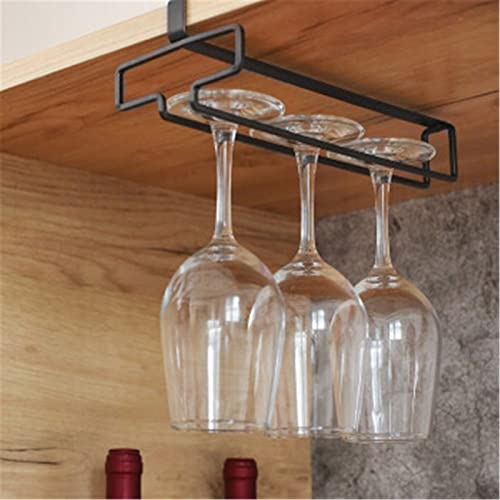 GVISAY Wine Glass Rack High-Footed Wine Glass Rack Upside-Down Free Punch Red Wine Glass Rack Kitchen Hanging Rack (Color : Black, Size : One Size)