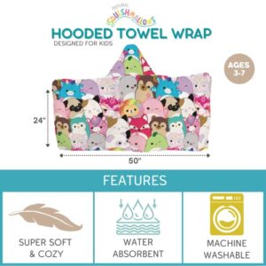 Franco Squishmallows Kids Bath/Pool/Beach Soft Cotton Terry Hooded Towel Wrap, 24 in x 50 in