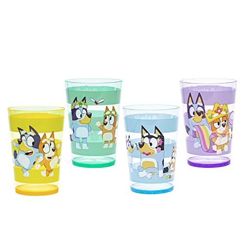 Zak Designs Bluey Nesting Tumbler Set Includes Durable Plastic Cups with Variety Artwork, Fun Drinkware is Perfect for Kids (14.5 oz, 4-Pack, Non-BPA)